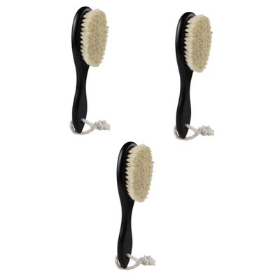 FOMIYES 3pcs Dense Wool Beard Brush Curved Handle for Cleaning Facial Hair and Dark Red for Home and Barber Shop Use