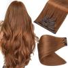 Full Shine Seamless Hair Extensions Clip in Copper Brown Clip in Hair Extensions Brown Seamless Clip ins Straight Brazilian Hair Ease of Use 14 Inch 8 PCS 120 G view 1