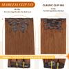 Full Shine Seamless Hair Extensions Clip in Copper Brown Clip in Hair Extensions Brown Seamless Clip ins Straight Brazilian Hair Ease of Use 14 Inch 8 PCS 120 G view 4