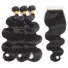 Human Hair Bundles with Closure Body Wave 3 Bundles with Closure(18 20 22+16) Unprocessed Brazilian Human Hair Bundles with 4x4 Lace Closure view 2