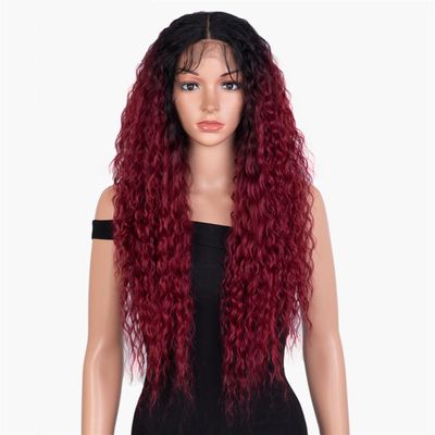 Pulcykp Synthetic Lace Front Wigs Long Kinky Curly Wavy 30 Inch Omber White Burgundy Red Cosplay Wigs For Women TT1B-118 30inches