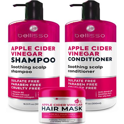BELLISSO Apple Cider Vinegar Shampoo, Conditioner Set, and Hair Mask
