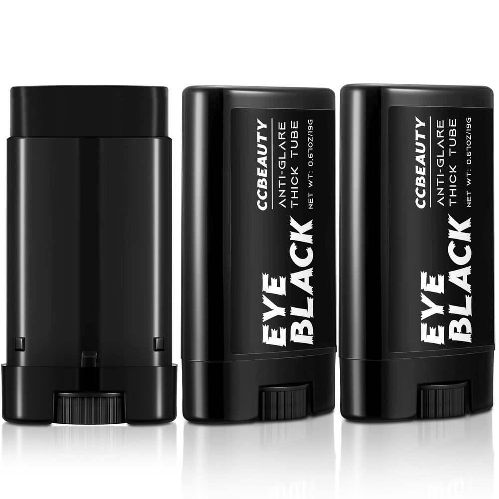 CCbeauty 3 Pack Black Eye Black, Sweatproof Eyeblack Stick for Baseball Football Softball Lacrosse, Face Paint Sports Grease for Pro Performance, Game Day Cheer Playoffs Accessories for Players & Fans