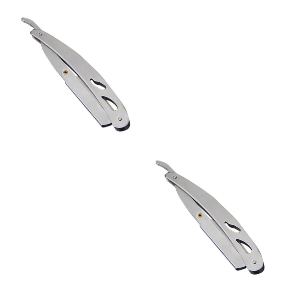 Cabilock 2pcs Barber Edge Single Blade Safety Razor for Men Professional Barber Razor Stainless Steel Without Blade