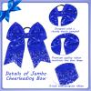 2 Packs Jumbo Cheerleading Bow 8 Inch Large Cheer Hair Bows with Ponytail Holder for Teen Girls Softball Outfit Uniform(Sequin Blue) view 3