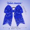 2 Packs Jumbo Cheerleading Bow 8 Inch Large Cheer Hair Bows with Ponytail Holder for Teen Girls Softball Outfit Uniform(Sequin Blue) view 4