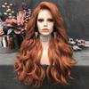 Ginger Long Natural Wavy Wigs Synthetic Lace Front Wig Mixed Color Copper Cosplay Wigs For Women Ginger 24inches view 1