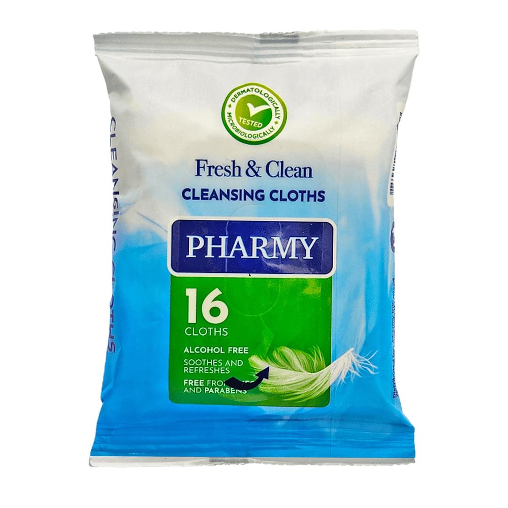 Fresh & Clean Cleansing Cloths, Wet Wipes, Personal Hygene & Skin Multi-Purpose Wet Cloths, Soothes and Refreshes, Hypoallergenic, Free from Dyes Parabens (Travel Size,16 Cloths)