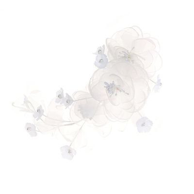 FRCOLOR Women White Chiffon Floral Hairpin Elegant Bridal Headdress for Weddings Parties Special Occasions Lightweight Comfortable Women Headpiece Hair Accessory