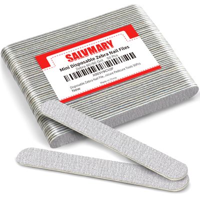 Disposable Zebra Nail Files 80/80 Grit 5 Inch Double Sided Emery Boards for Acrylic Nails Toenails Professional Manicure Pedicure Tools 50Pcs
