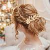 8 Pieces Leaf Hair Side Combs Gold Rhinestone Hair Pins Clips with Teeth Combs for Wedding Hair Accessories for Women, Girls, Bride, Bridesmaid (Gold) view 2