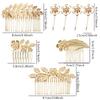 8 Pieces Leaf Hair Side Combs Gold Rhinestone Hair Pins Clips with Teeth Combs for Wedding Hair Accessories for Women, Girls, Bride, Bridesmaid (Gold) view 4