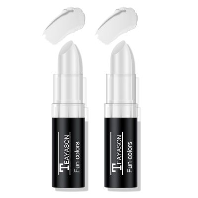 FREEORR 2Pcs White Face Body Paint Stick, White lipstick for Cosplay/Halloween/Costume Parties Accessories Vampire/Joker/Clown/Zombie Makeup Cream Face& Body Paint Easy to Blend