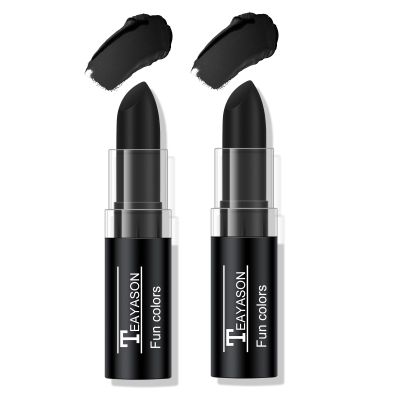 FREEORR 2Pcs Black Face Body Paint Stick Eye Black,Balck Matte Lipstick Makeup Paint Eyeblack for Baseball/Football/Halloween/Costume Accessories Vampire Makeup Cream Face Body Paint Easy to Blend