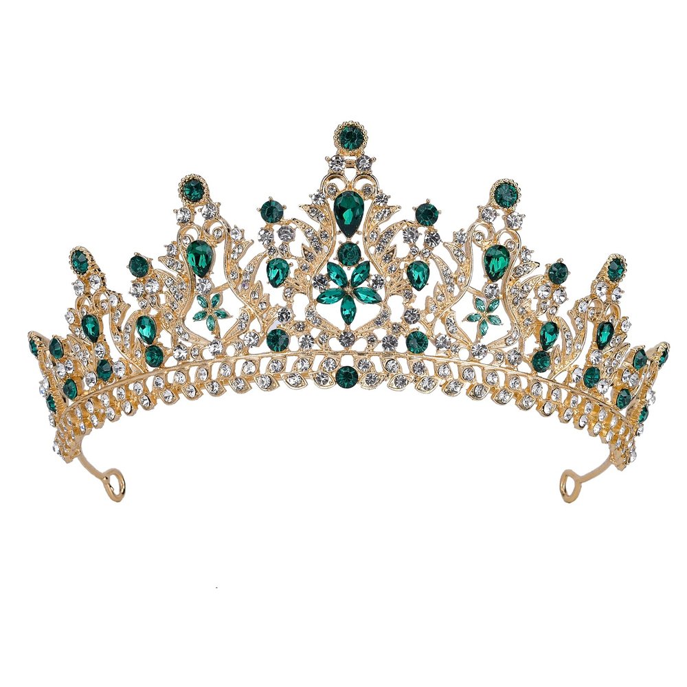 HEWEICSY Green Tiaras and Crowns for Women,Crystal Wedding Tiara for Women Royal Queen Crown Headband Metal Princess Tiara for Bride Birthday Prom Pageant Halloween Costume Cosplay