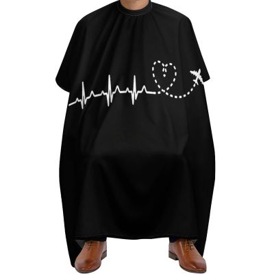 Airplane Pilot Heartbeat Barber Cape Adult Haircut Cape Hairdressing Apron for Home Salon Barbershop