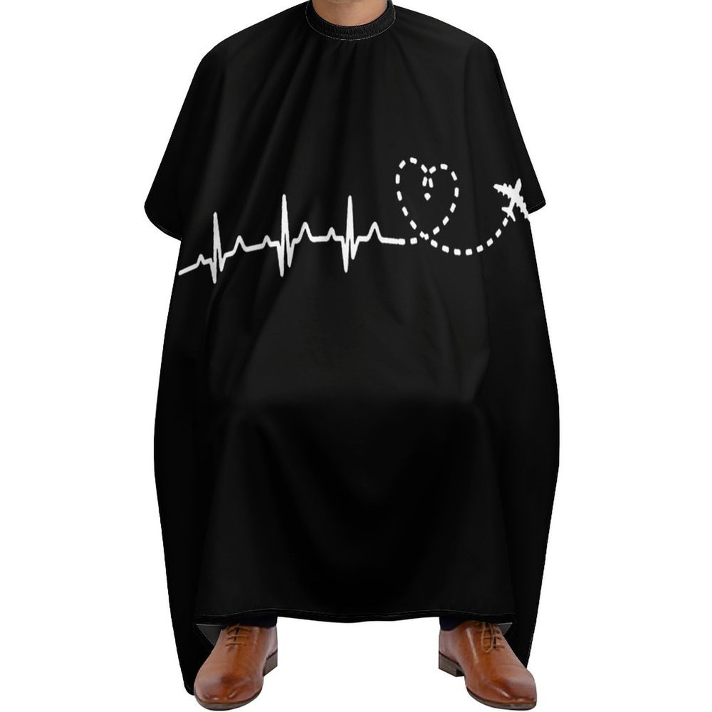 Airplane Pilot Heartbeat Barber Cape Adult Haircut Cape Hairdressing Apron for Home Salon Barbershop