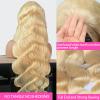 HUANGCAI 613 Lace Front Wig Human Hair, 38inch 13x6 Blonde Lace Front Wigs Human Hair, 613 Body Wave HD Transparent Lace Frontal Wig, 180% Density Blonde Wig Human Hair Pre Plucked with Baby Hair view 2