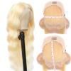 HUANGCAI 613 Lace Front Wig Human Hair, 38inch 13x6 Blonde Lace Front Wigs Human Hair, 613 Body Wave HD Transparent Lace Frontal Wig, 180% Density Blonde Wig Human Hair Pre Plucked with Baby Hair view 3