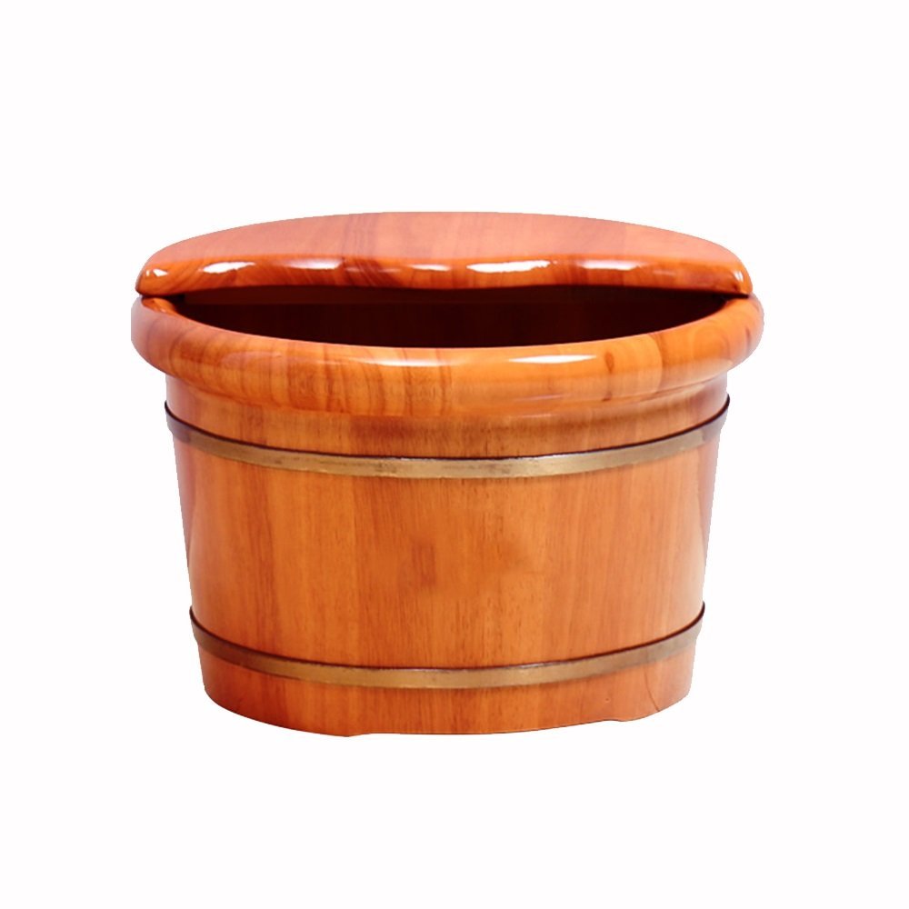 ENWIND Foot Spa Bath Oak Precise Point Massage Wash The Wooden Barrel Foot tubWood with Cover Footbath Foot Massage (Color : 1, Size : 42cm*26cm)