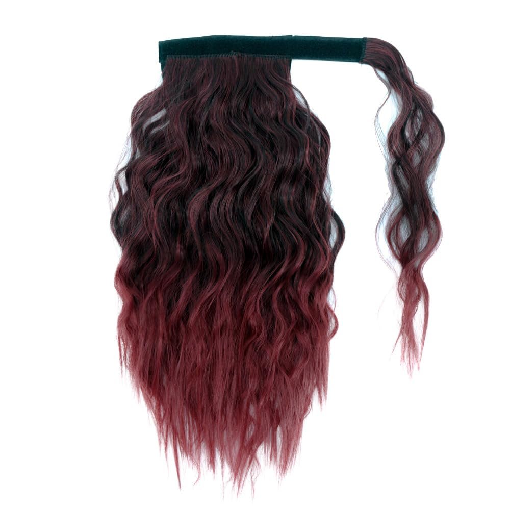 14Inch Afro Kinky Hair Synthetic Drawstring Hair Natural Black Brown Clip In Ponytailtail Hair Puff Extensions For Women T1BBurgundy 14inches