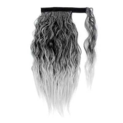 14Inch Afro Kinky Hair Synthetic Drawstring Hair Natural Black Brown Clip In Ponytailtail Hair Puff Extensions For Women #1BSilver gray9 14inches