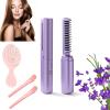 Rechargeable Mini Hair Straightener, Rechargeable Lazy Portable USB Wireless Hair Straightener Comb, Portable Cordless Hair Straightener Brush for Short and Long Hair (Purple) view 1