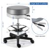 JMU Round Rolling Stool with Foot Rest,Ultra Soft PVC Leather Large Seat,Heavy Weight Capacity 400lbs, Adjustable Height for Tattoo Salon Spa Office Dentist Healthcare(Charcoal) view 2