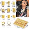 220 Pcs Gold Hair Jewelry Braid, Tuefuzy Hair Accessory, Hair Dreadlock Accessory Braid, Metal Gold Braids Rings Cuffs Clips for Jewelry Decorations view 2