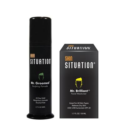 Hair Situation Mr. Groomed Strong Hold Matte Hair Pomade and Skin Situation Mr. Brilliant Face Moisturizer