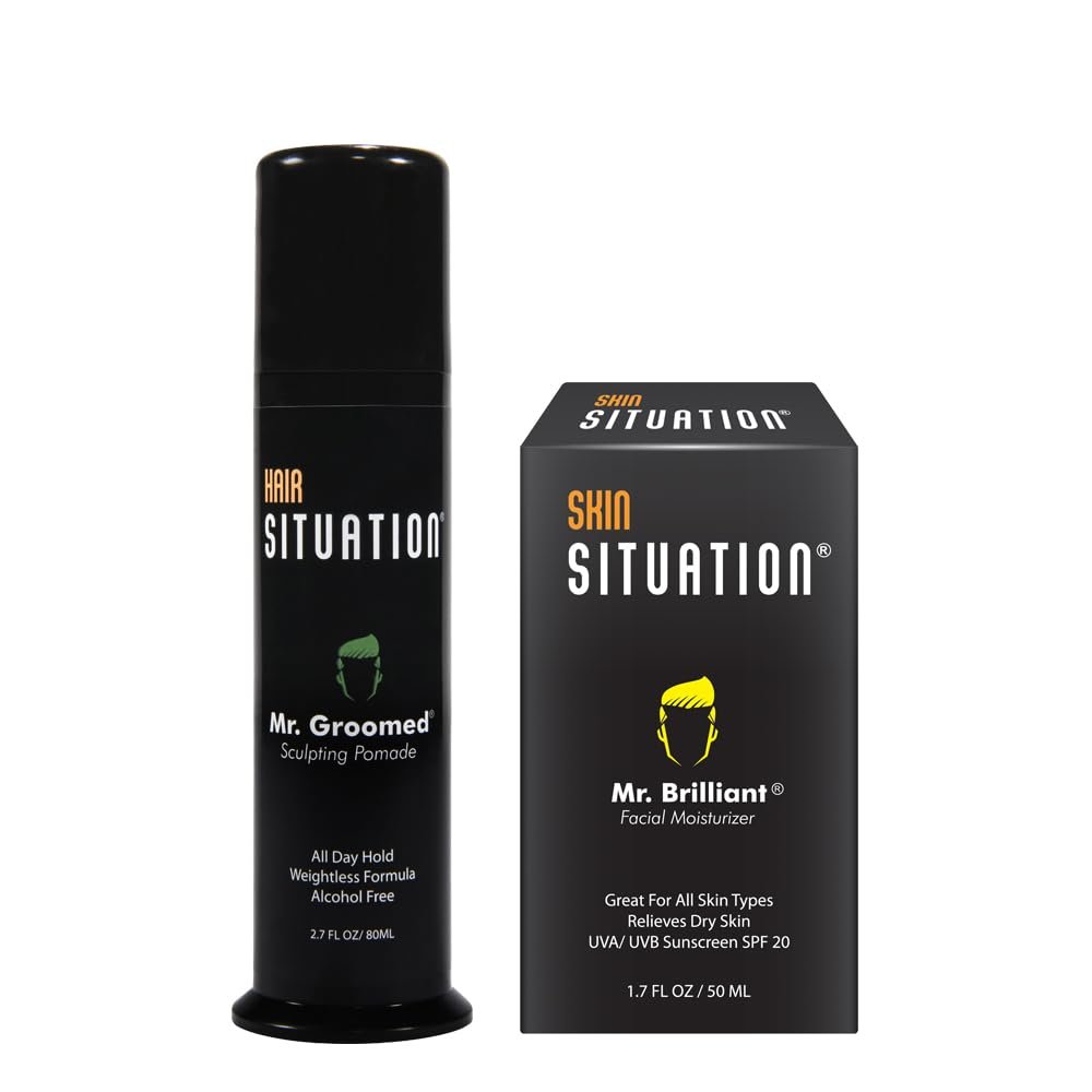 Hair Situation Mr. Groomed Strong Hold Matte Hair Pomade and Skin Situation Mr. Brilliant Face Moisturizer