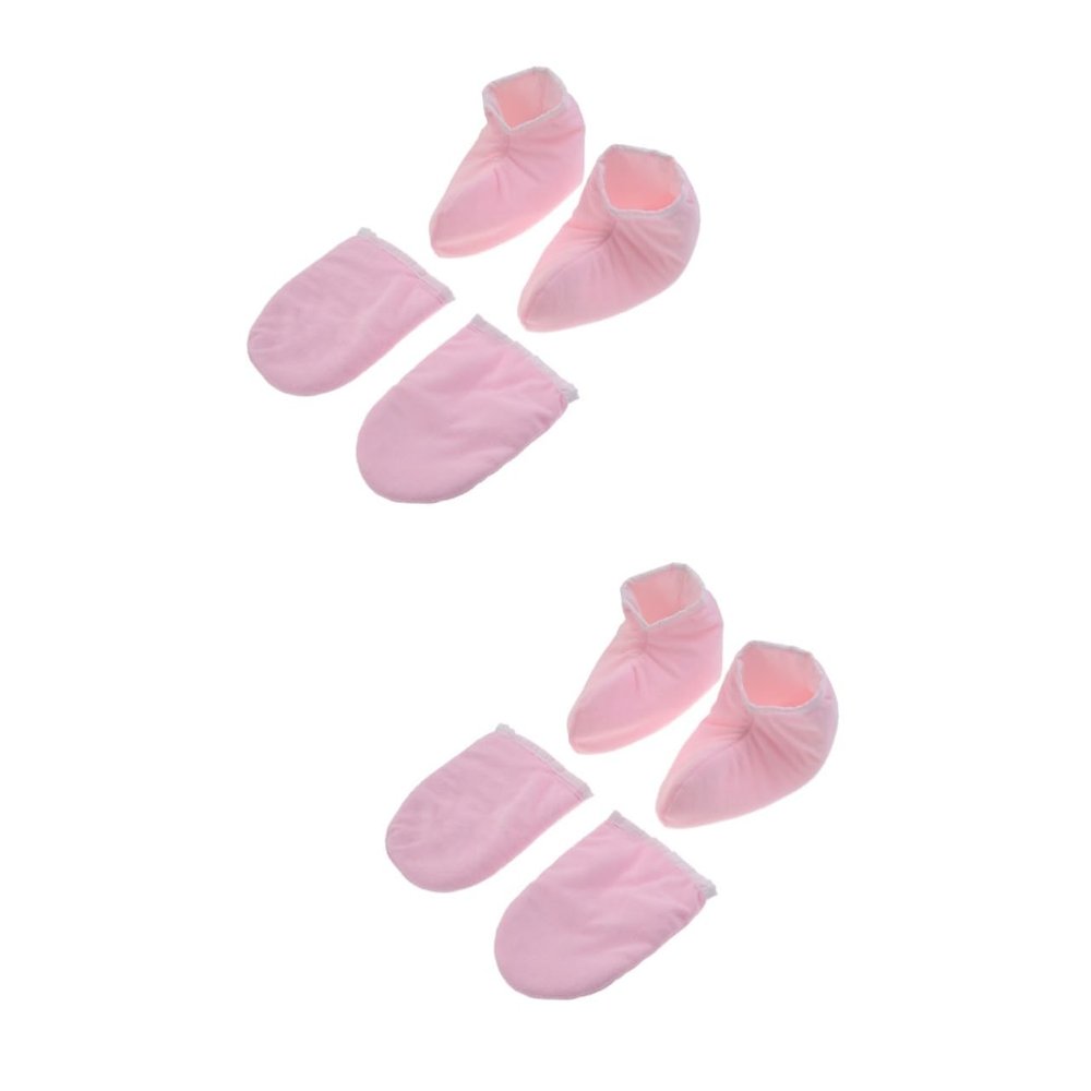 FOMIYES 4pairs Paraffin Wax Gloves for Hand and Foot Therapy Insulated Mitts for Heat Treatment Soft Cloth Smooth Liner for Spa and Moisturizing Care Pink
