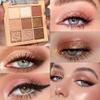 9Colors Nude Champagne Gold Rose Brown Colorful Glitter Eyeshadow Palette Makeup,Korean Natural Neutral Rainbow Eyeshadow Palettes Naturing-Looking Long Lasting Waterproof Blendable view 2
