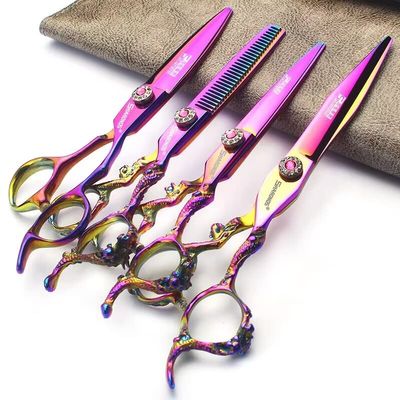 5.5 Inches/6 Inch Sharongds Japanese Hairdressing Scissors Thinning Scissors Hair 16.5 cm Professional Barber Scissors Set (6 + 7 Inch 4-Piece Set)