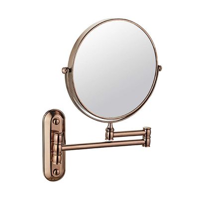 6-Inch Wall Mount Makeup Mirror with 3X/5x Magnification, Premium Two-Sided Bathroom Vanity Mirror, 360 Degree Swivel, Extendable Arm, Round, No Light, Bathroom and Hotel ( Color : Rose Gold , Size :