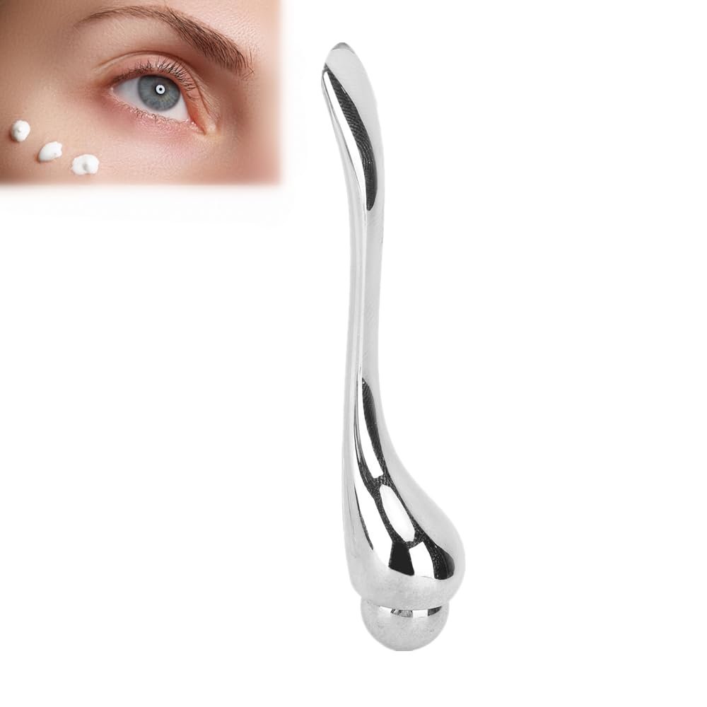 Dioche Eye Cream Massage Stick - Magnetic Rolling Tool with Spoon Applicator for Fashionable and Luxurious Eye Care, Silver