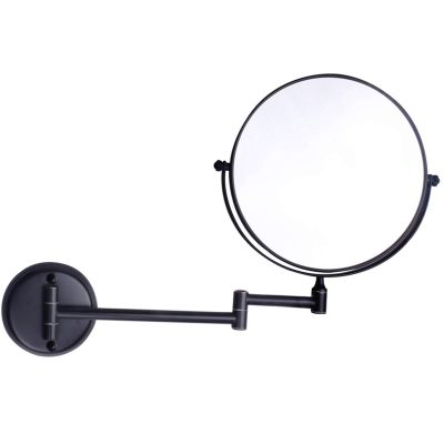 AMHIL Wall-Mounted Makeup Mirror,8 inch Brass Magnifying Round Double Sided Shaving Mirror,Bathroom Folding 360 Swivel Cosmetic Vanity Mirror,Pink Gold,3X /Pink Gold/7X (Color : Black, Size : 3X)