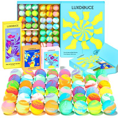 48 Pack Bath Bombs Gift Set  Aromatic Bubble Bombs with 18 Scents, SPA Relaxing & Skin Nourishing, Ideal Self-Care Gifts for Women, Wife, Grandma, or Daughter on Birthdays or Summer Occasions