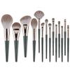 Makeup Brush Set 14 Pcs Premium Synthetic Foundation Powder Concealer Eye Shadow Blush Makeup Brushes with Green Case (Green) (14 Green Clouds + Green Bag) view 1