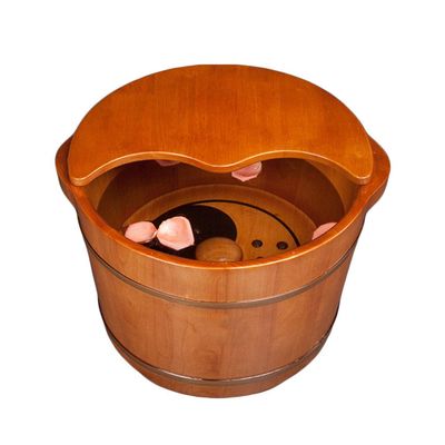 Foot Soak Mothers Day Gifts Foot Bath Barrel, Magnet Massage Wooden Foot Tub, Household Wooden Wash Basin Foot Spa Household Wash Ba (Color : 27cm with Cover)