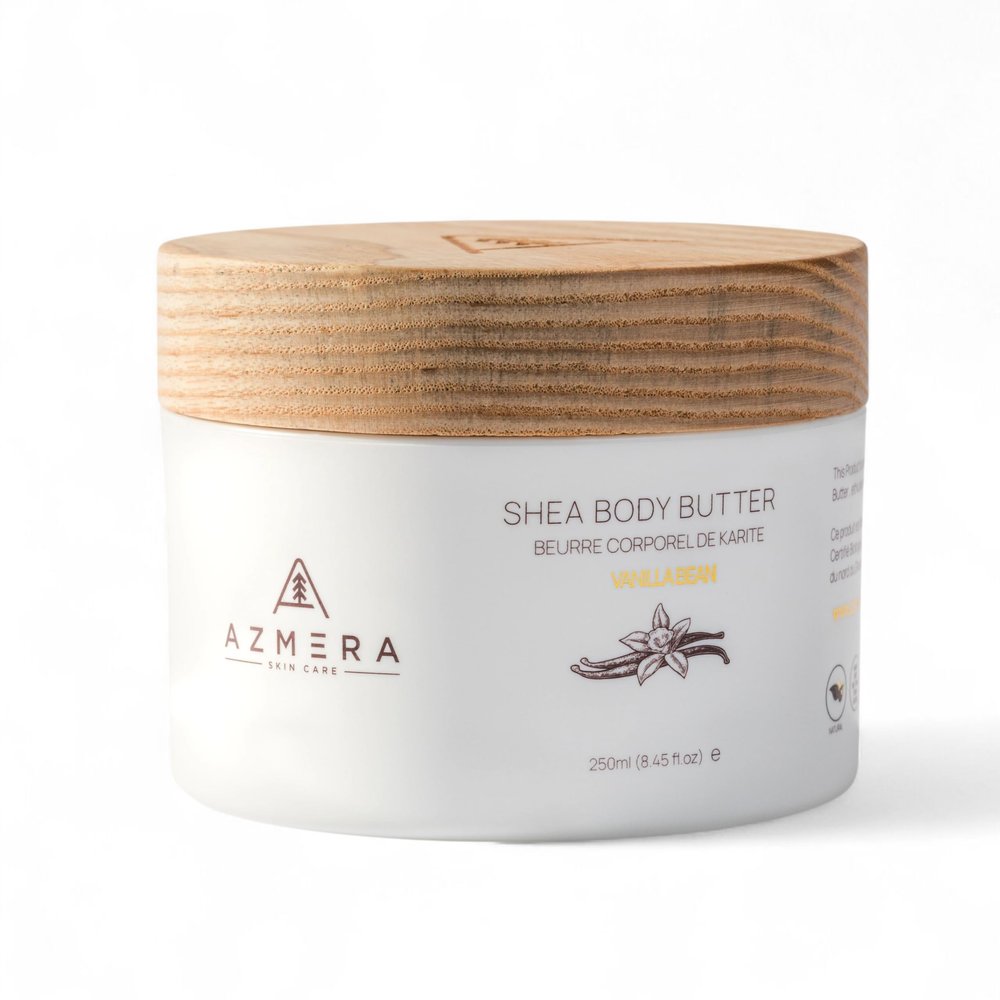 AZMERA Handcrafted Whipped Shea Body Butter  Luxurious Vanilla Bean Scented Moisturizer for Dry, Sensitive Skin, Argan Oil & Vitamin E  Vegan, Non-Greasy Skincare  8.82 oz