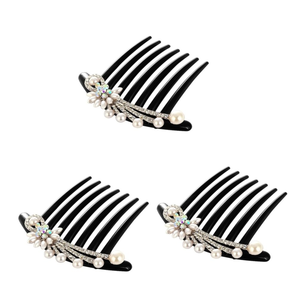 Beaupretty 3pcs Imitation Hair Comb Floral Rhinestones Elegant Headdress for Brides and Bridesmaids for Weddings Dances and Special Occasions