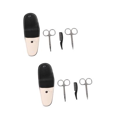 Beavorty 8pcs Stainless Steel Barber Scissors Set Portable Nose Trimmer Beard Trimming Kit for Men