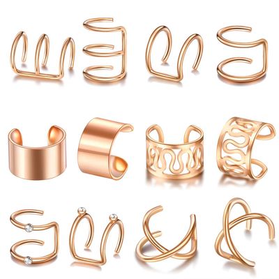 12 PCS Rose Gold Hair Braids Dreadlock, Non-Piercing Ear Clip Beard Beads Cuffs Clip Hair for Women Men Hair Accessories Styling Jewelry Tools