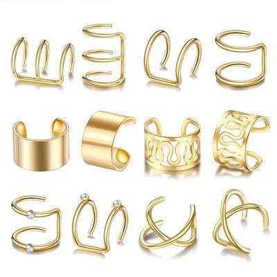 12 Pcs Non-Piercing Ear Clip Beard Beads Cuffs Clip Hair, Gold Hair Braids Dreadlock, for Women Men Hair Accessories Styling Jewelry Tools