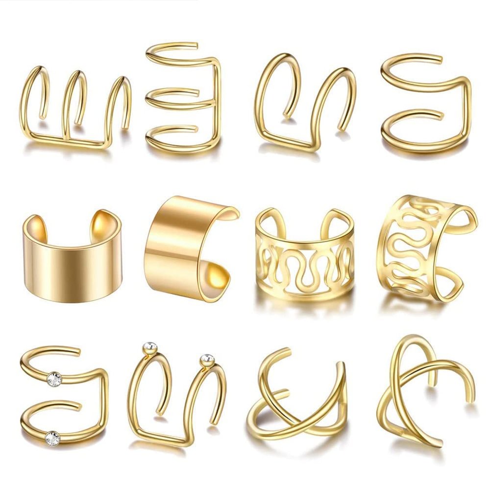 12 Pcs Non-Piercing Ear Clip Beard Beads Cuffs Clip Hair, Gold Hair Braids Dreadlock, for Women Men Hair Accessories Styling Jewelry Tools