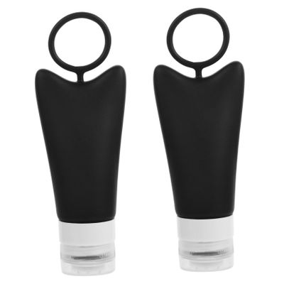 1 Set 2 Silica Gel Bottle Hand Refillable Bottles Travel Containers Cosmetic Tube Makeup Travel Containers Soap Dispenser Liquid Body Soap Travel Makeup Bottles Lotion Bottles Vial ( Color : Black , S