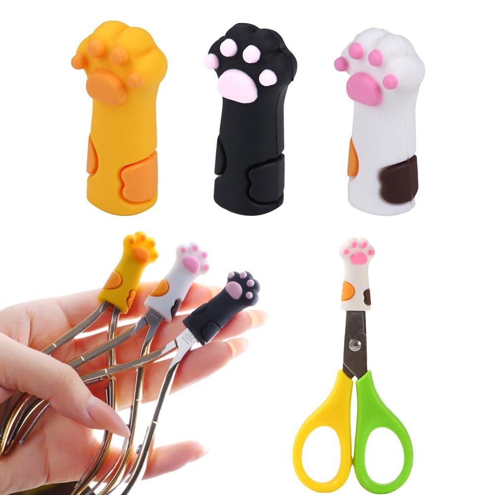 3 Pcs Cute Cat Paw Nipper Protective Cover Dead Skin Tweezers Cap Nail Scissors Sleeve Cuticle Trimmer Cover Cuticle Nail Protector