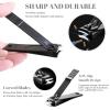 Nail Clippers Sets High Precisio Stainless Steel Nail Cutter Pedicure Kit Nail File Sharp Nail Scissors and Clipper Manicure Kit Fingernails & Toenails with Portable Stylish case (Black) view 3