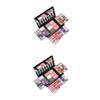 UpcoT 74 Eyeshadow Palette Lip Gloss Blush Makeup Kit Set Highlight Combo Plate (Color : Picture 1x3pcs, Size : 18 * 11cmx2pcs) view 1